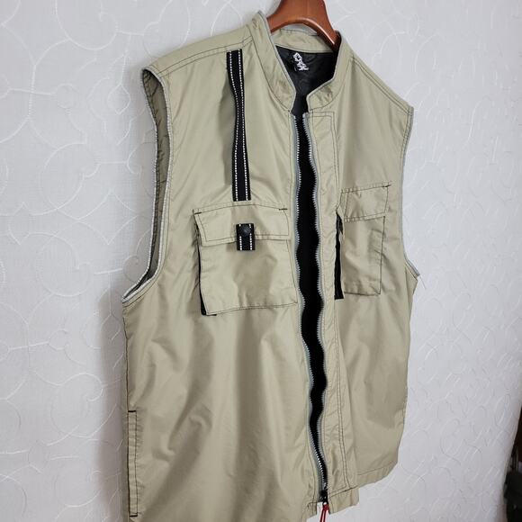 AMAX Mens Fishing Vest Large Tan Full Zip Pockets Nylon Water Resistant - Picture 13 of 13
